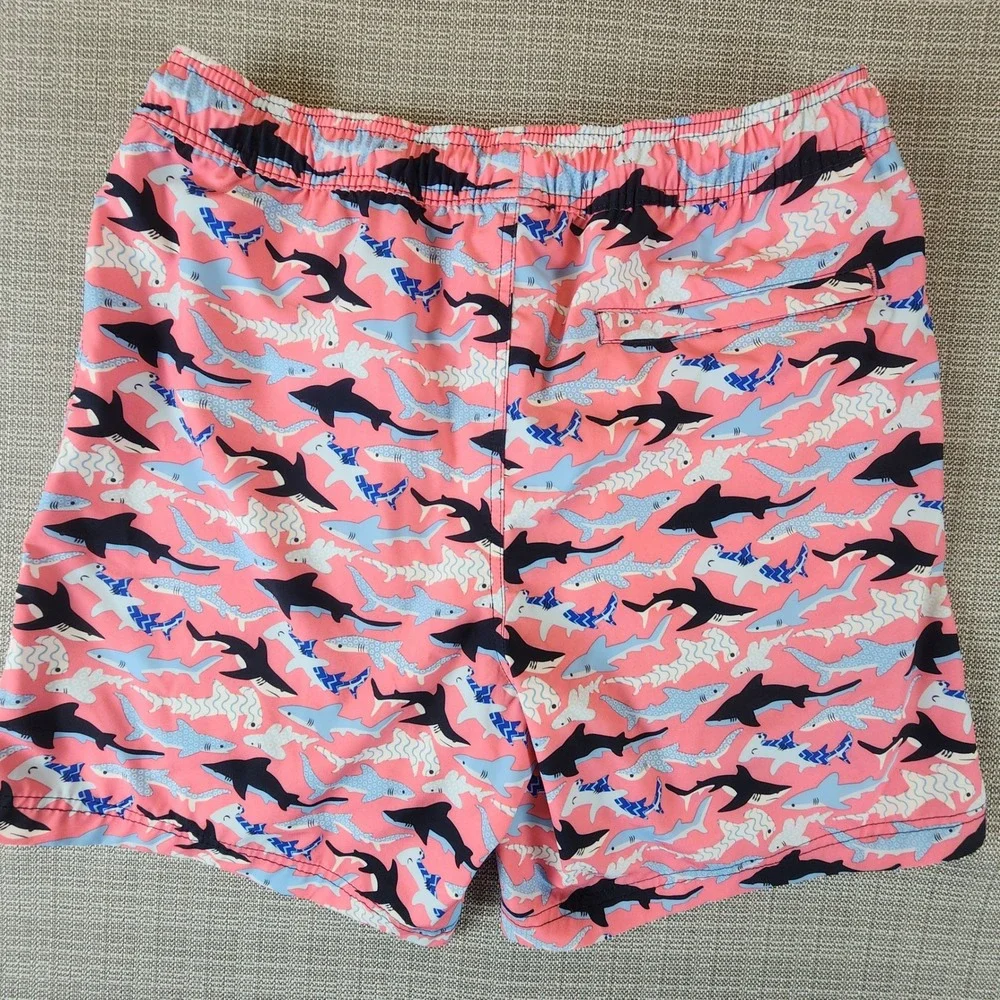 Member's Mark Mens M Resort Swim Trunk Pink Shark Board Shorts Beachwear